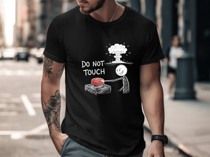 Do Not Touch Stickman Explosion Graphic T-Shirt