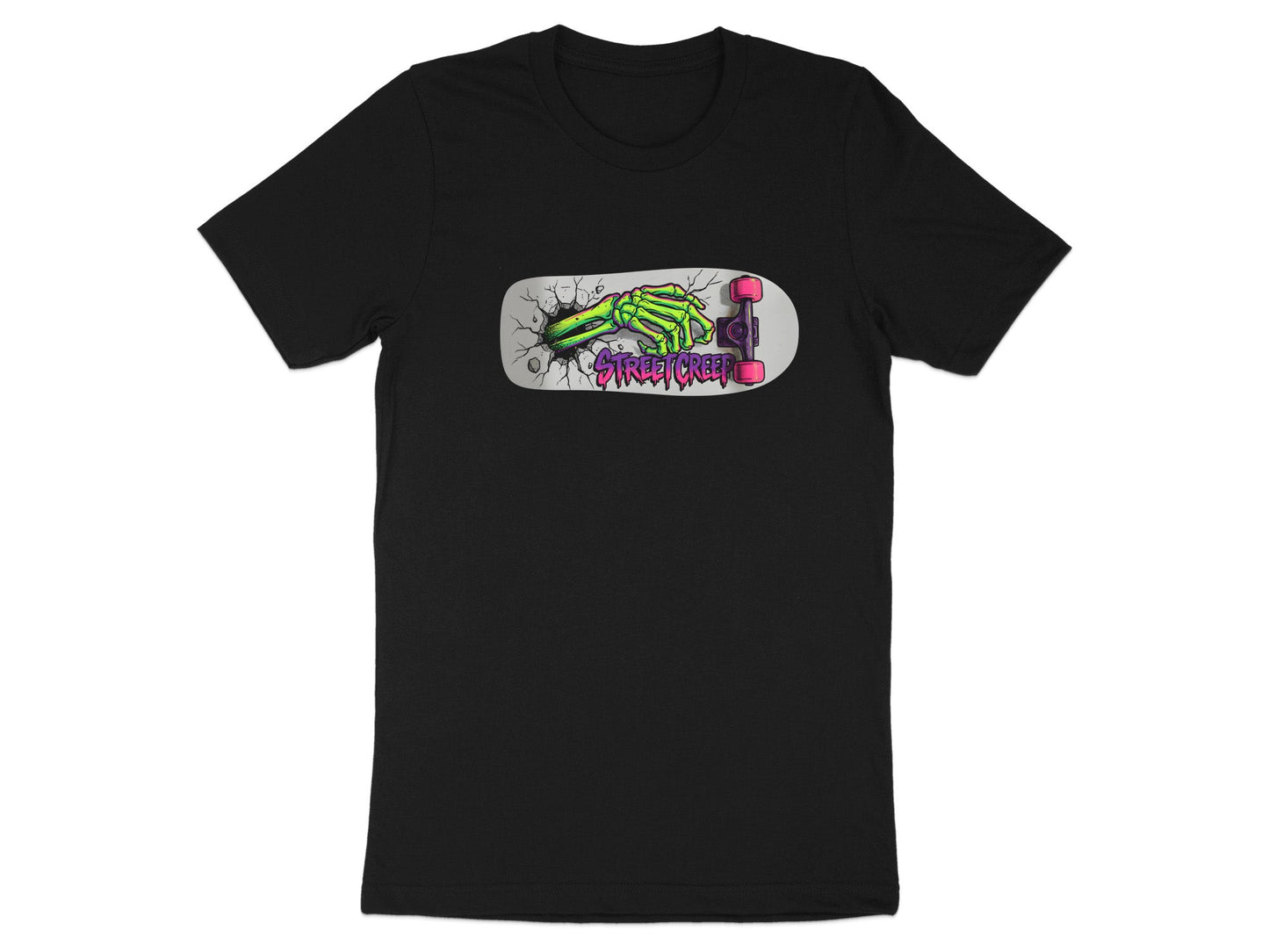 Street Creep Skeleton Hand Skateboard T-Shirt