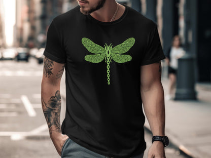 Intricate Stylized Green Dragonfly T-Shirt