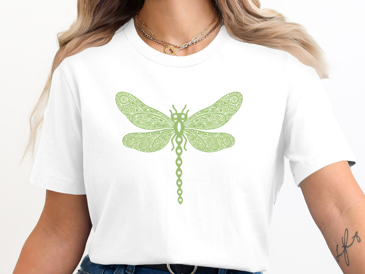Intricate Stylized Green Dragonfly T-Shirt