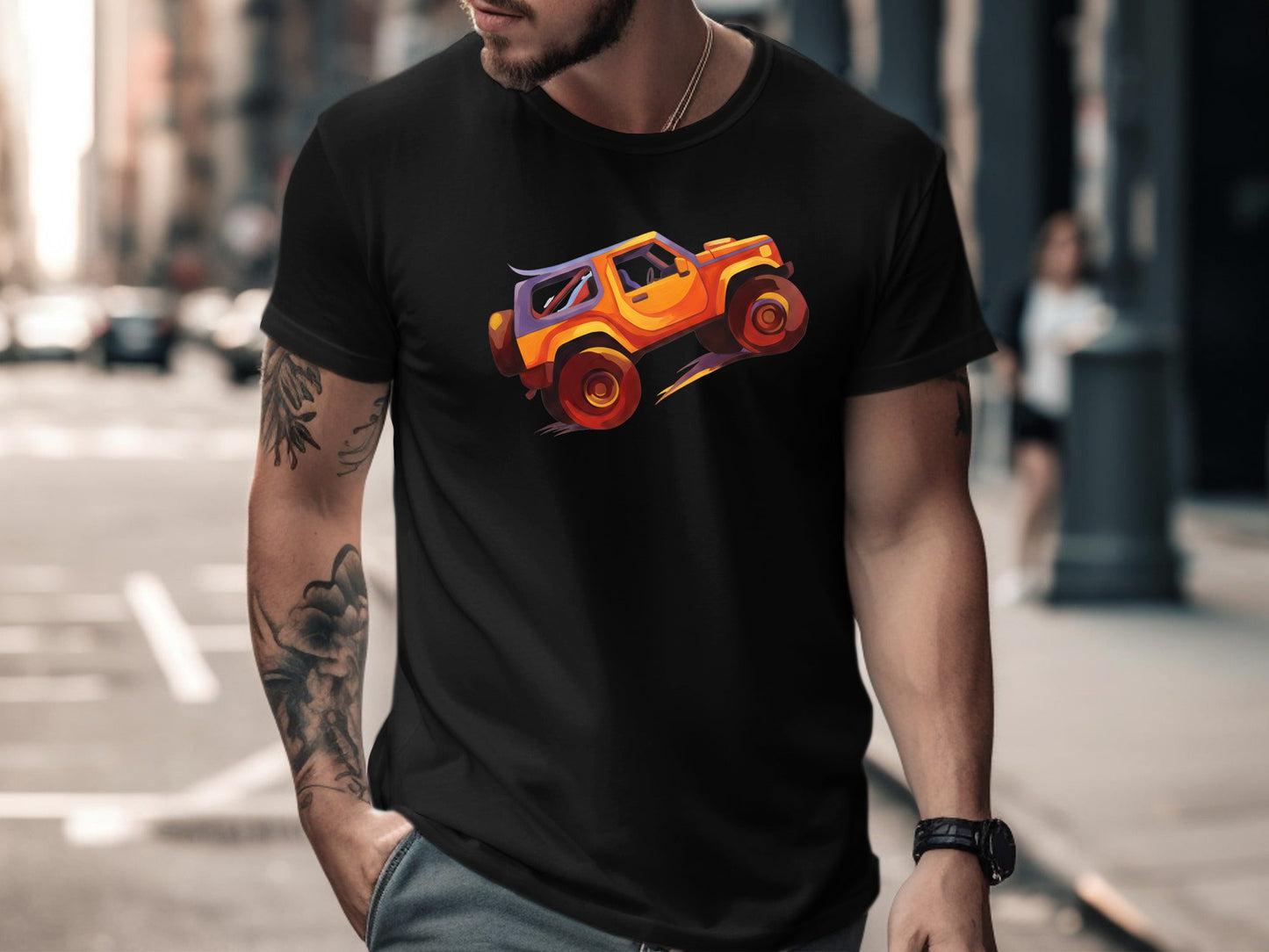 Vibrant Orange 4x4 Action Graphic T-Shirt