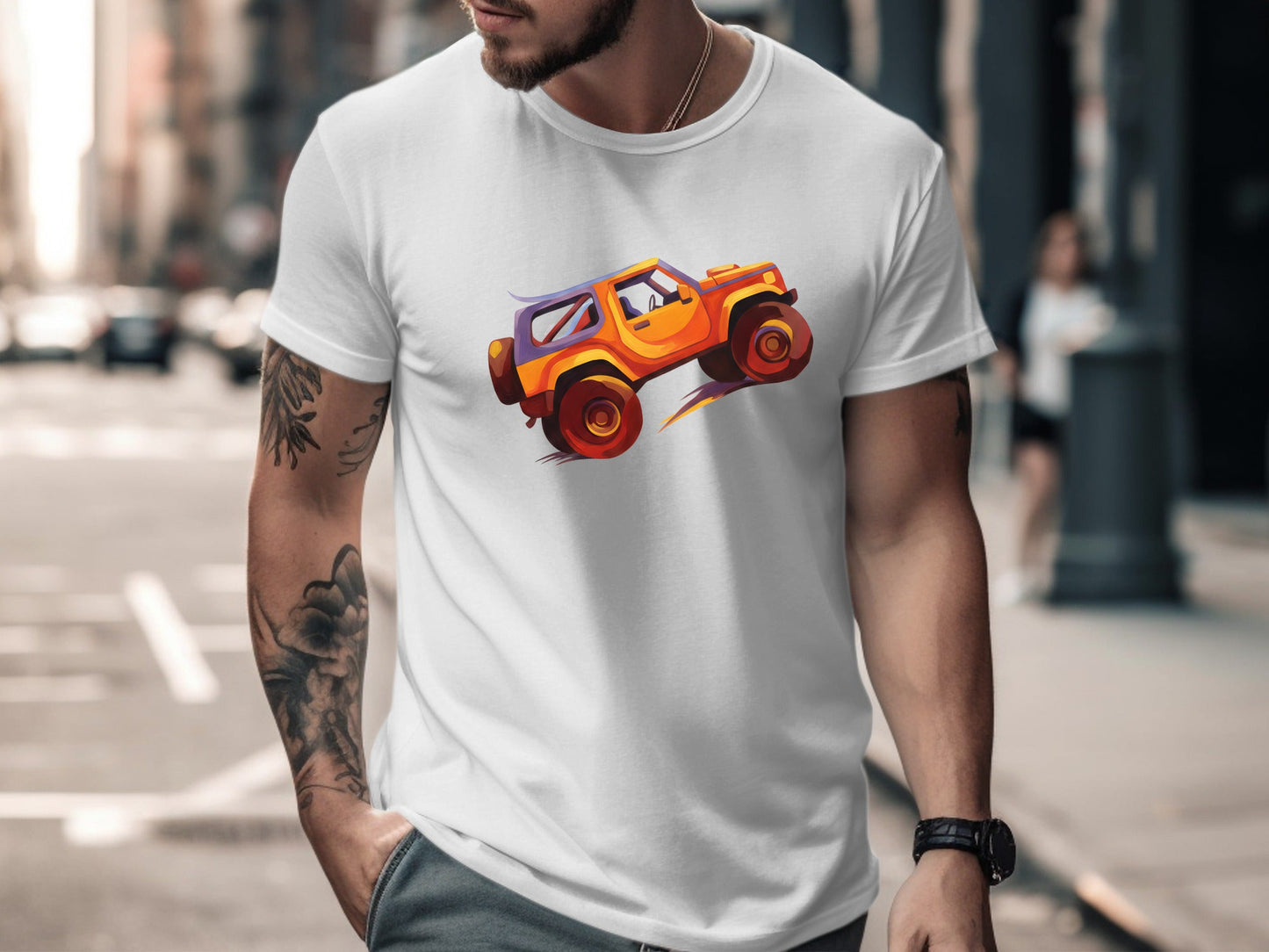 Vibrant Orange 4x4 Action Graphic T-Shirt