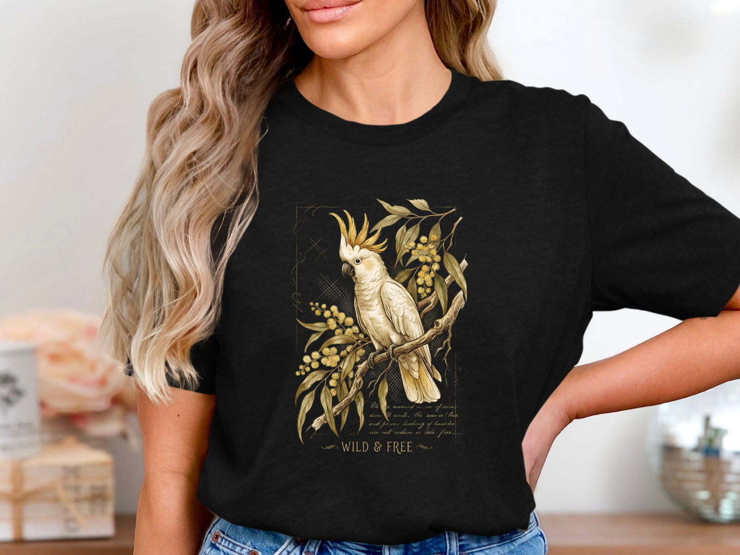 Sulfur-Crested Cockatoo & Wattle T-Shirt | Wild & Free Nature Tee