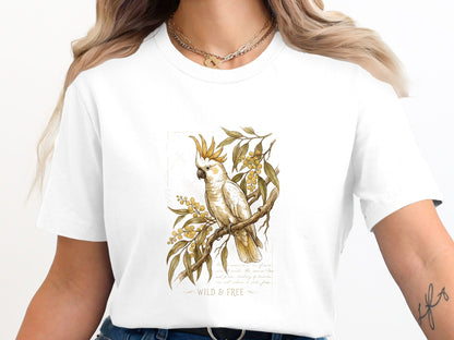 Sulfur-Crested Cockatoo & Wattle T-Shirt | Wild & Free Nature Tee
