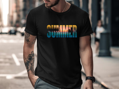 Tropical Summer Typography T-Shirt | Sunset Beach Graphic Tee