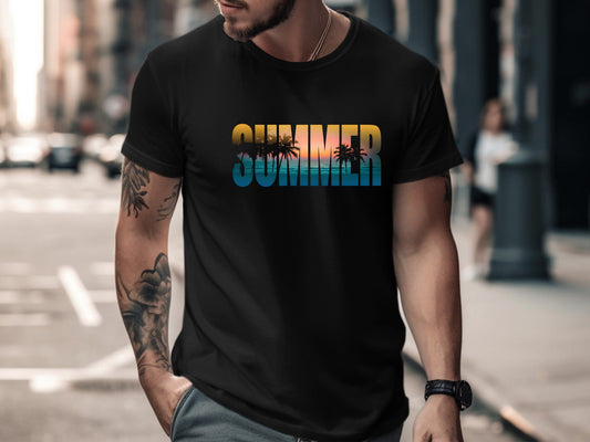 Tropical Summer Typography T-Shirt | Sunset Beach Graphic Tee