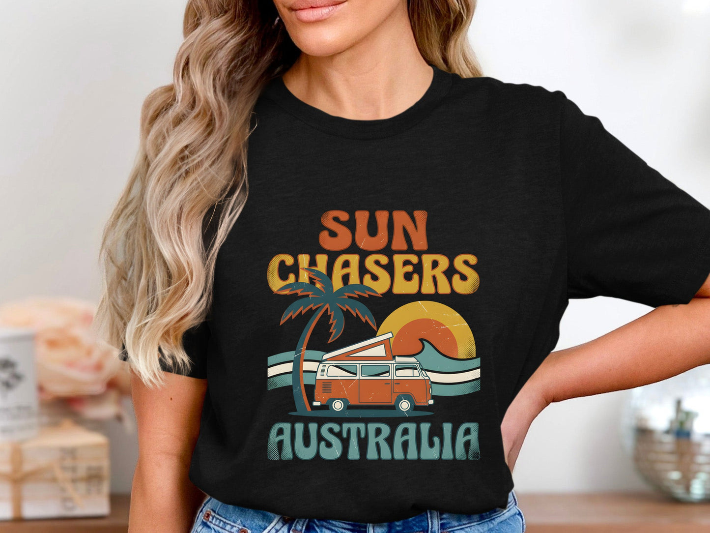 Sun Chasers Australia Kombi T-Shirt| Retro Road Trip Graphic Tee