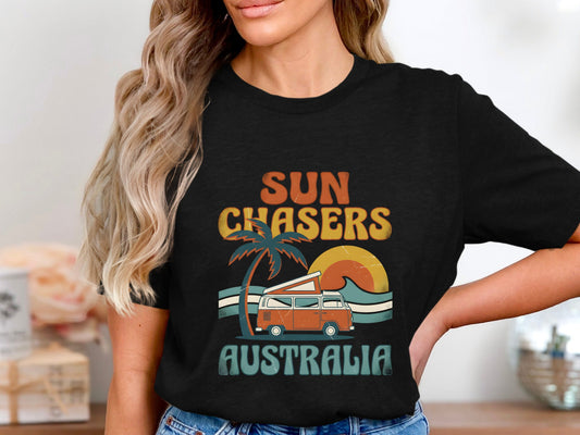 Sun Chasers Australia Kombi T-Shirt| Retro Road Trip Graphic Tee