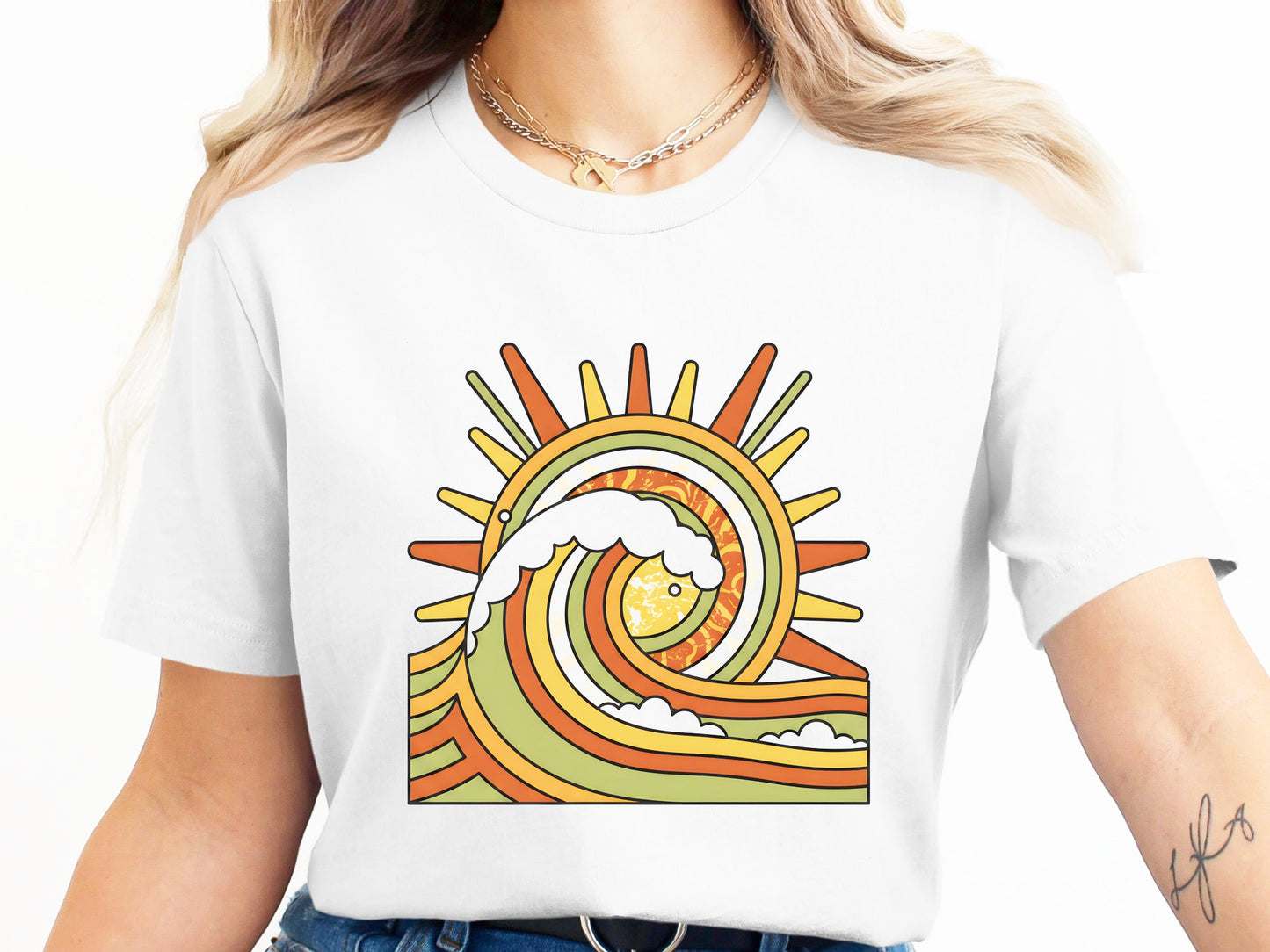 Retro Geometric Wave T-Shirt | 70s Psych Surf Graphic Tee