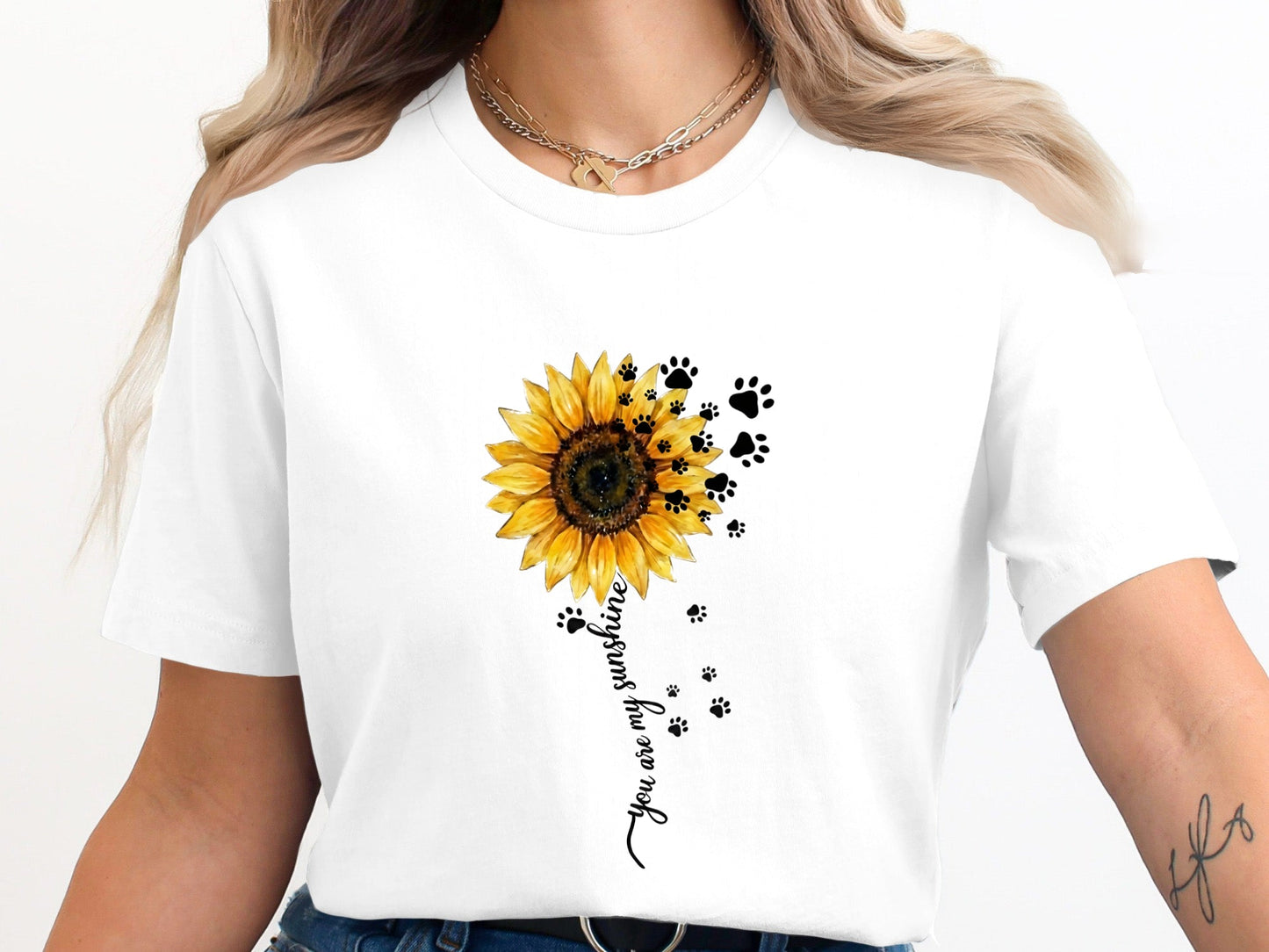 You Are My Sunshine Sunflower Paw Print T-Shirt