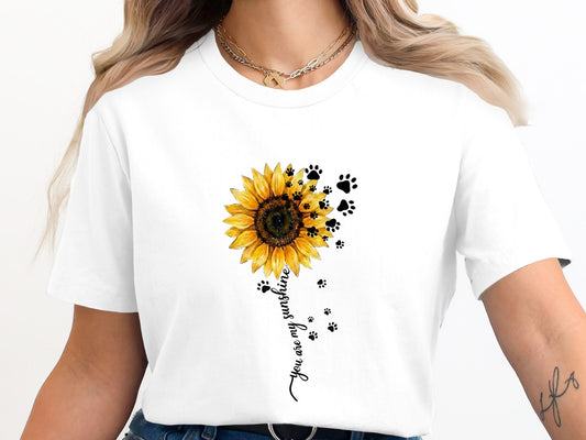 You Are My Sunshine Sunflower Paw Print T-Shirt