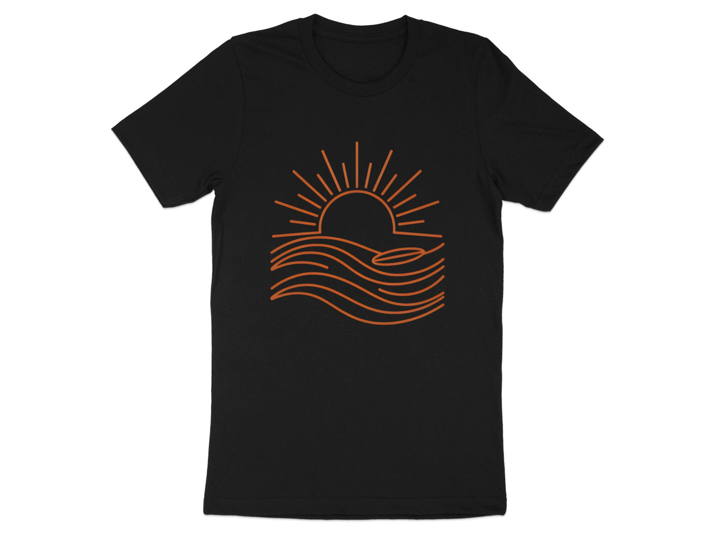 Minimalist Surfboard Sunset Waves Tee