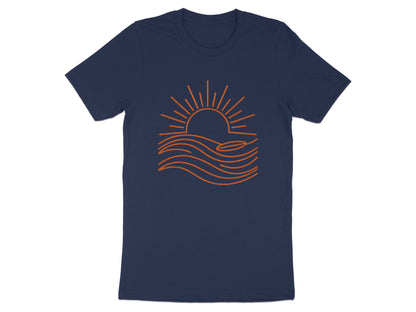 Minimalist Surfboard Sunset Waves Tee