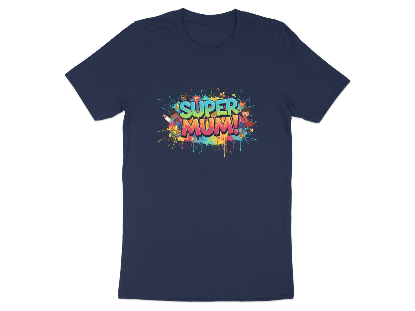 Super Mum Colorful Graffiti Splash Tee - Cartoon Pop Art Shirt