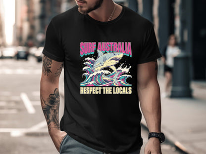 Surf Australia Shark T-Shirt - Respect the Locals Graphic