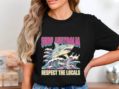 Surf Australia Shark T-Shirt - Respect the Locals Graphic