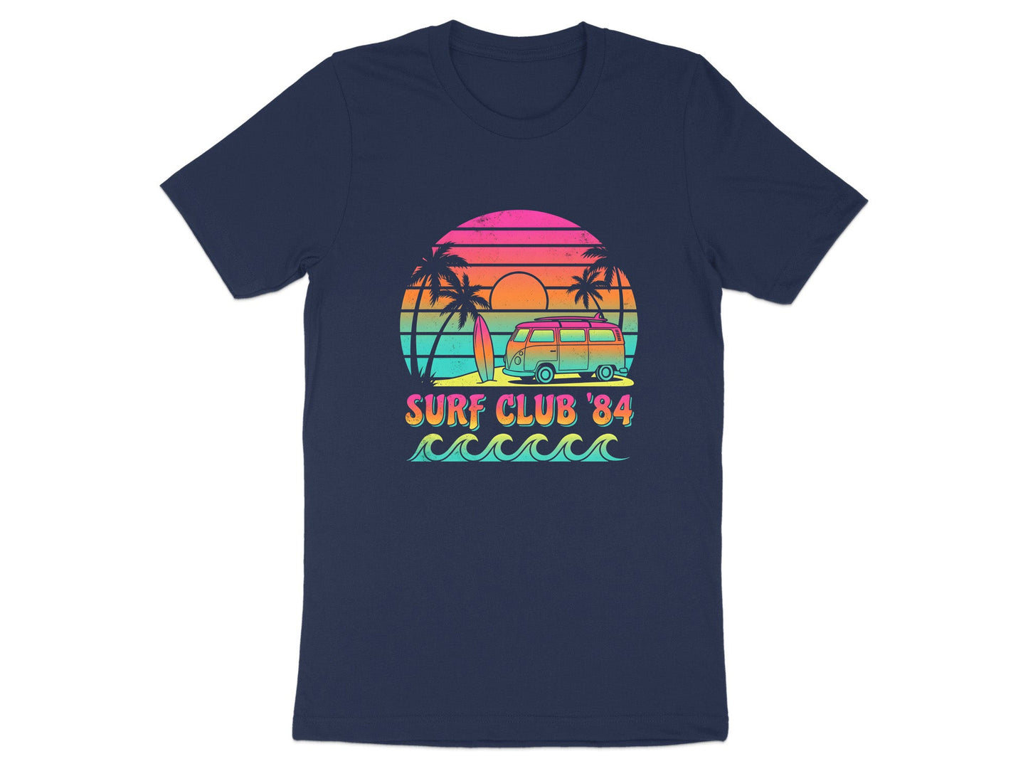 Surf Club 84 Neon Sunset T-Shirt | Retro 80s Kombi Tee