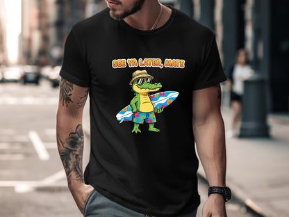 Surfing Crocodile 'See Ya Later Mate' T-Shirt - Aussie Summer