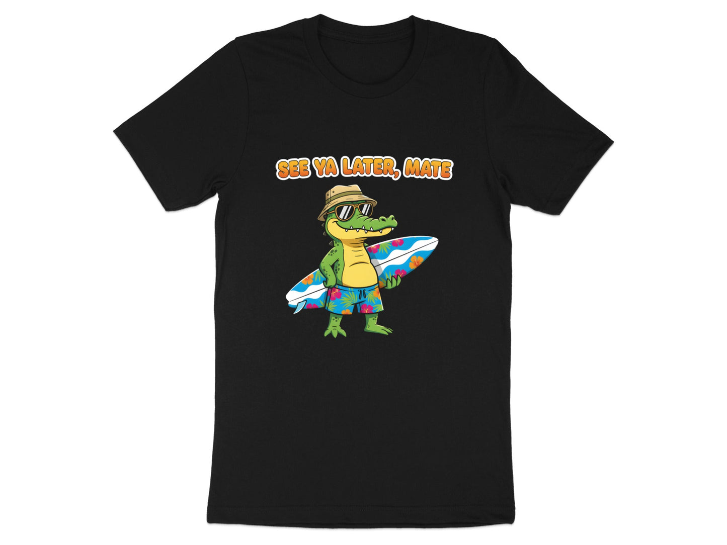 Surfing Crocodile 'See Ya Later Mate' T-Shirt - Aussie Summer