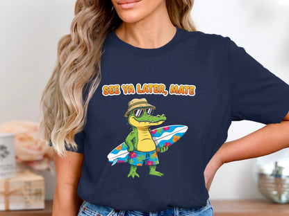 Surfing Crocodile 'See Ya Later Mate' T-Shirt - Aussie Summer
