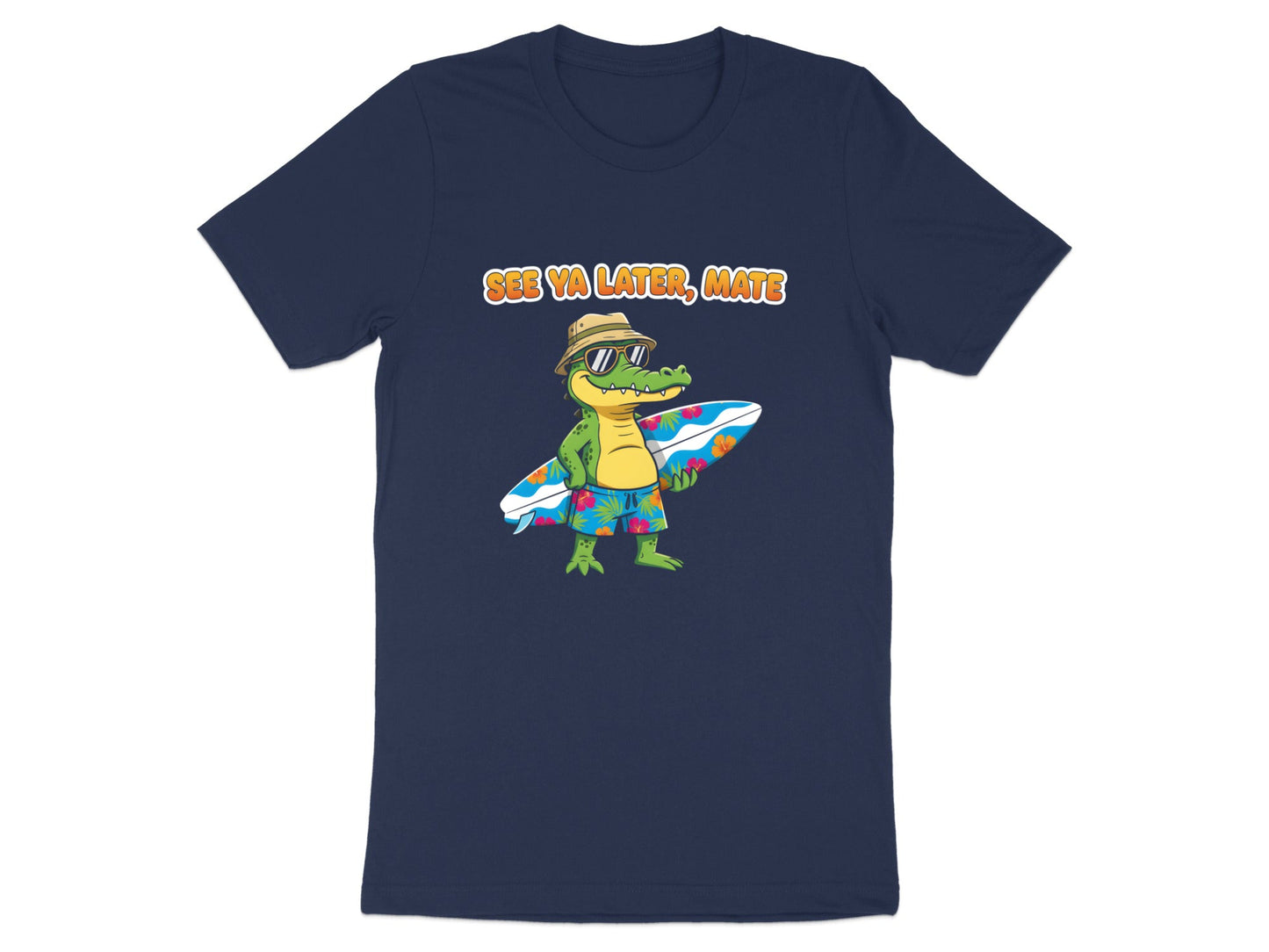 Surfing Crocodile 'See Ya Later Mate' T-Shirt - Aussie Summer