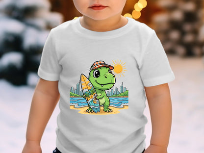 Surfing T-Rex Beach T-Shirt - Gold Coast Style Summer Tee