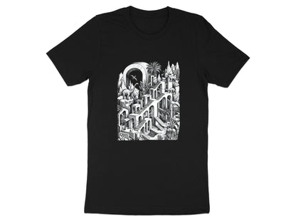 Surreal Dinosaur Stairs T-Shirt - Escher Inspired Fine Art
