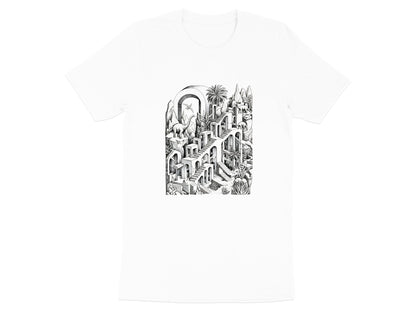 Surreal Dinosaur Stairs T-Shirt - Escher Inspired Fine Art