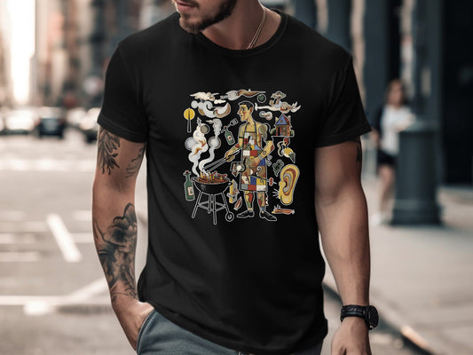 Surreal BBQ Chef Abstract Graphic T-Shirt