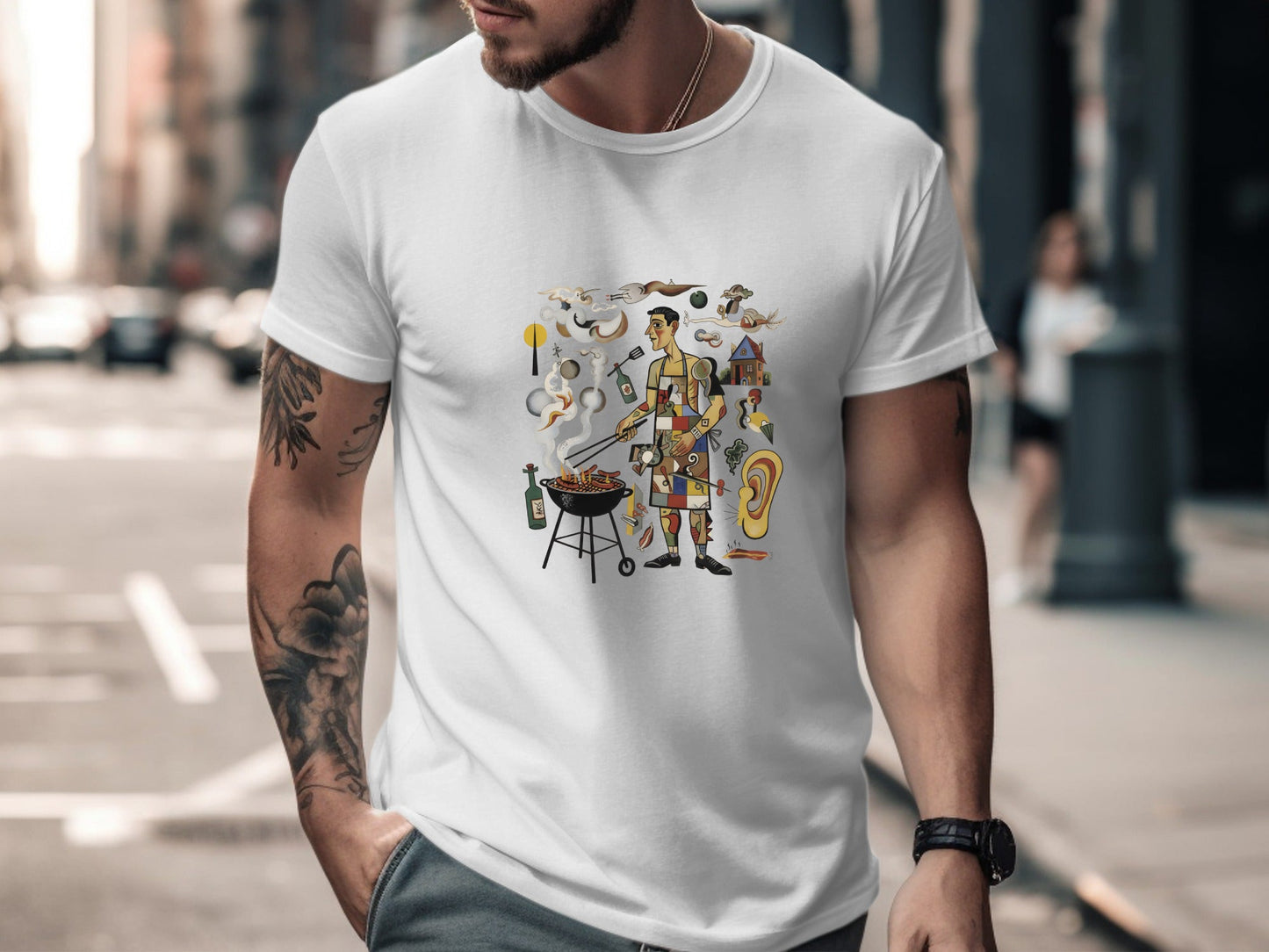 Surreal BBQ Chef Abstract Graphic T-Shirt