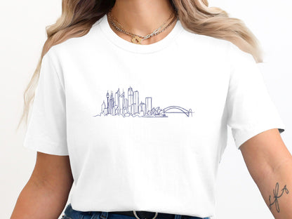 Sydney City Skyline Line Art T-Shirt - Architectural Sketch Tee