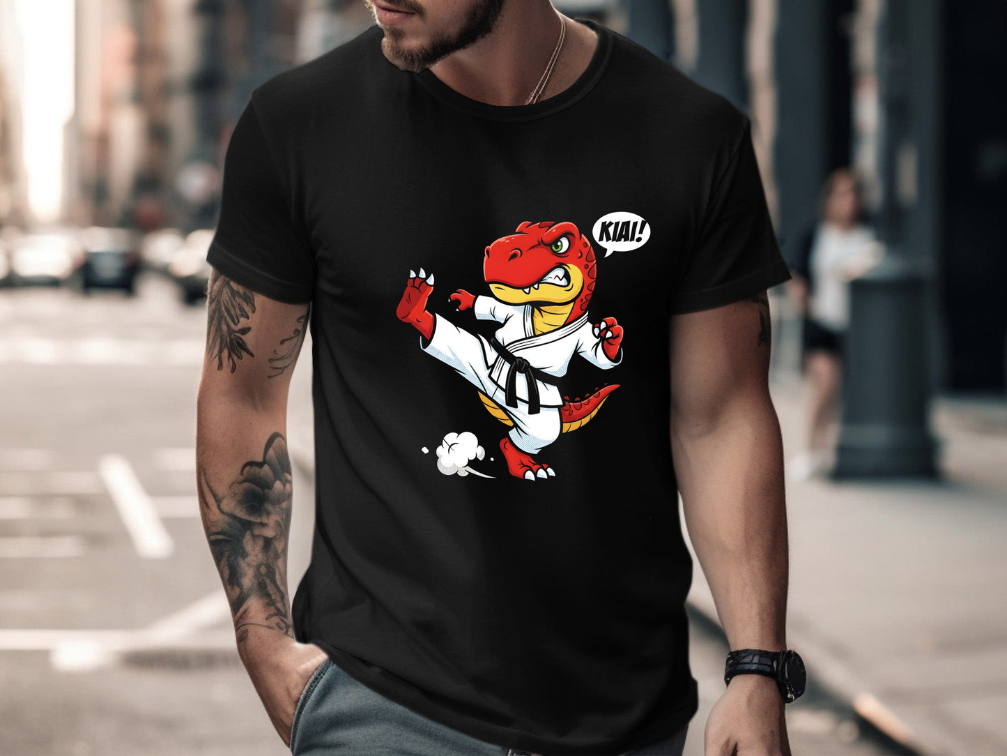 Kiai! T-Rex Karate Dinosaur T-Shirt