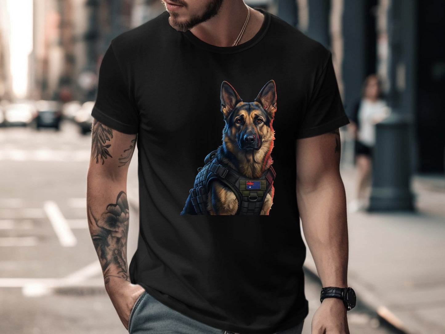 Tactical German Shepherd K9 T-Shirt - Australian Flag Vest