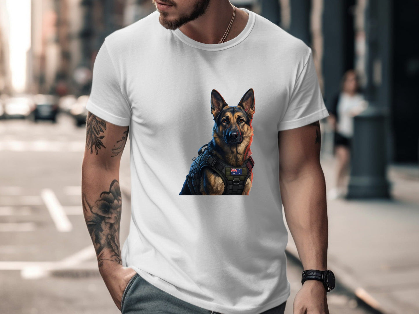 Tactical German Shepherd K9 T-Shirt - Australian Flag Vest