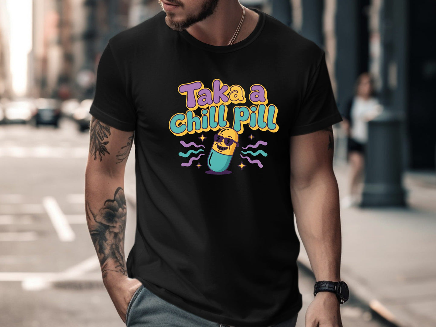 Take a Chill Pill Retro Cartoon Character T-Shirt
