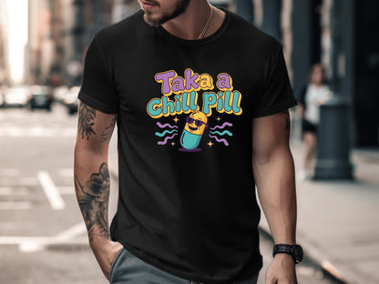 Take a Chill Pill Retro Cartoon Character T-Shirt