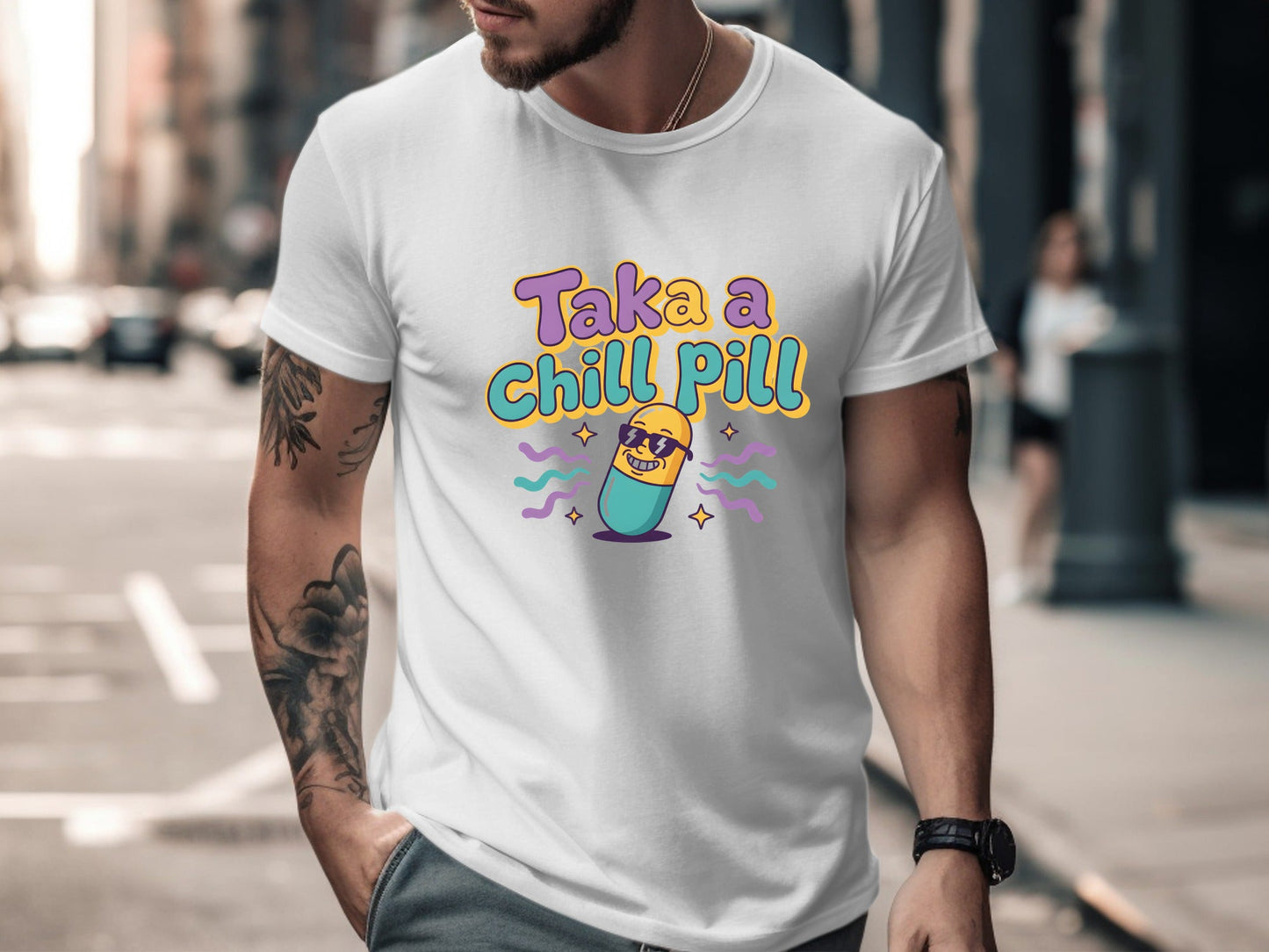 Take a Chill Pill Retro Cartoon Character T-Shirt
