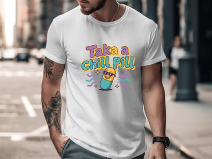 Take a Chill Pill Retro Cartoon Character T-Shirt