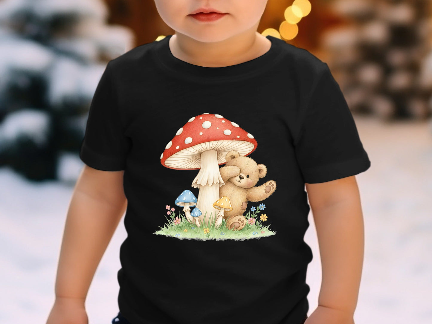 Cute Teddy Bear & Magic Mushroom Graphic Tee