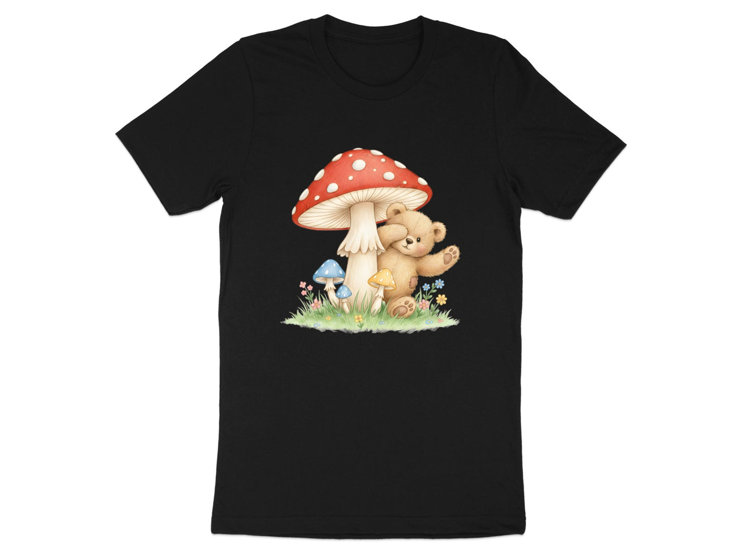 Cute Teddy Bear & Magic Mushroom Graphic Tee