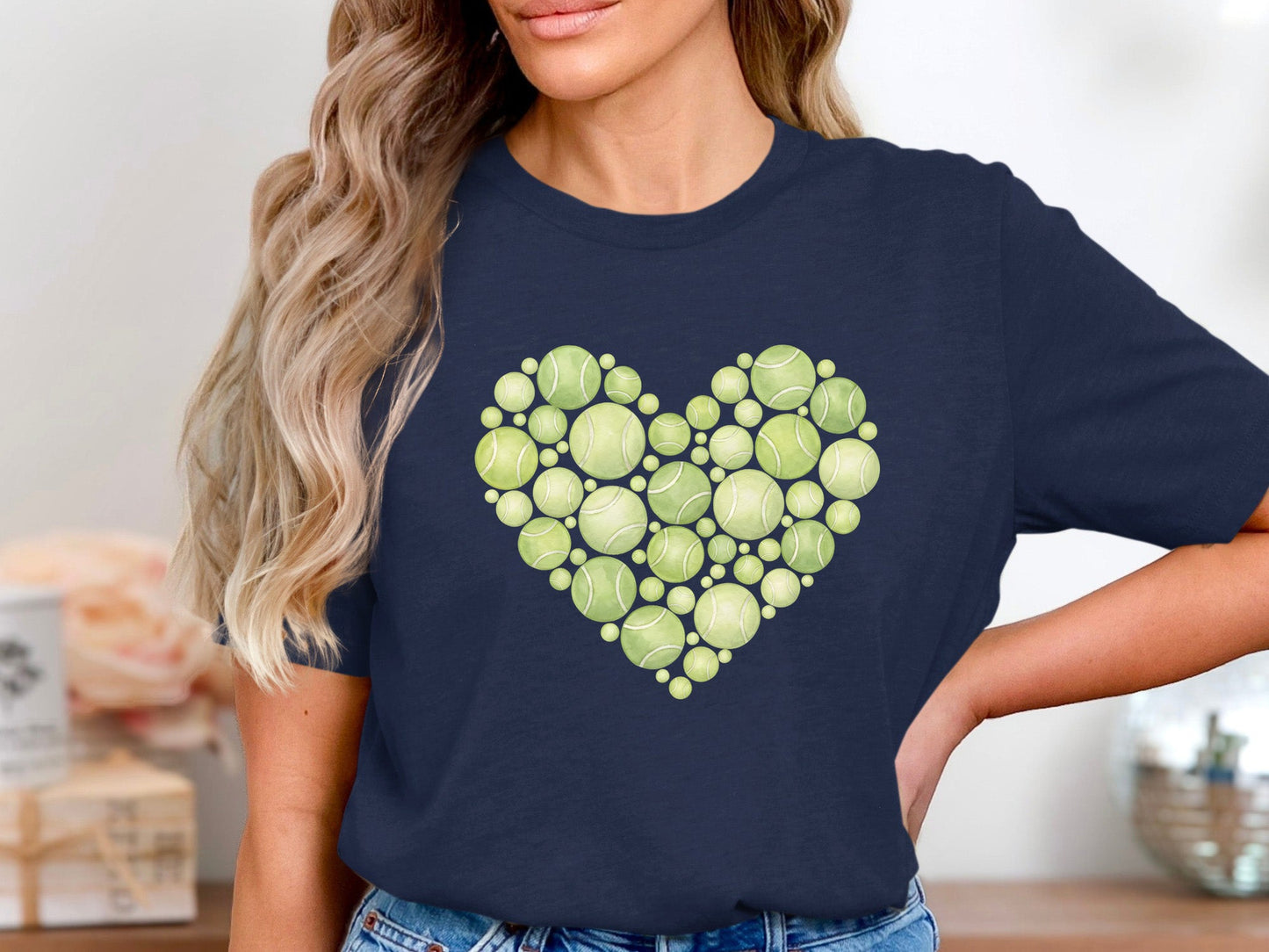 Tennis Ball Heart Graphic T-Shirt