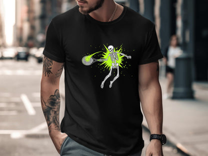 Skeleton Tennis Smash Graphic T-Shirt