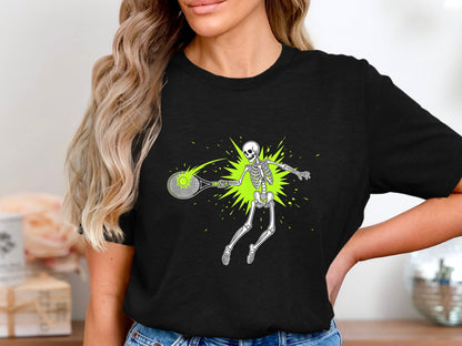 Skeleton Tennis Smash Graphic T-Shirt