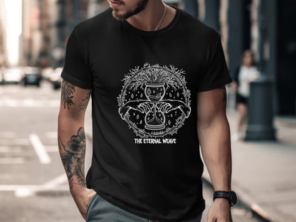 The Eternal Weave Hourglass T-Shirt - Mystical Line Art Tee