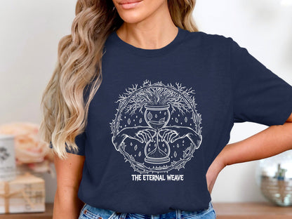 The Eternal Weave Hourglass T-Shirt - Mystical Line Art Tee