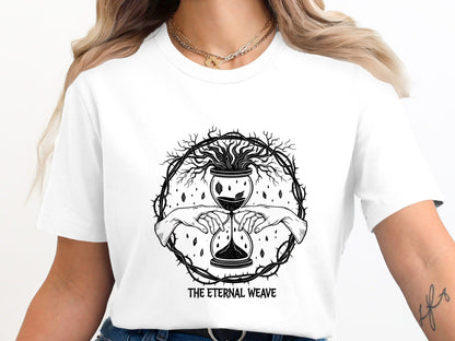 The Eternal Weave Hourglass T-Shirt - Mystical Line Art Tee