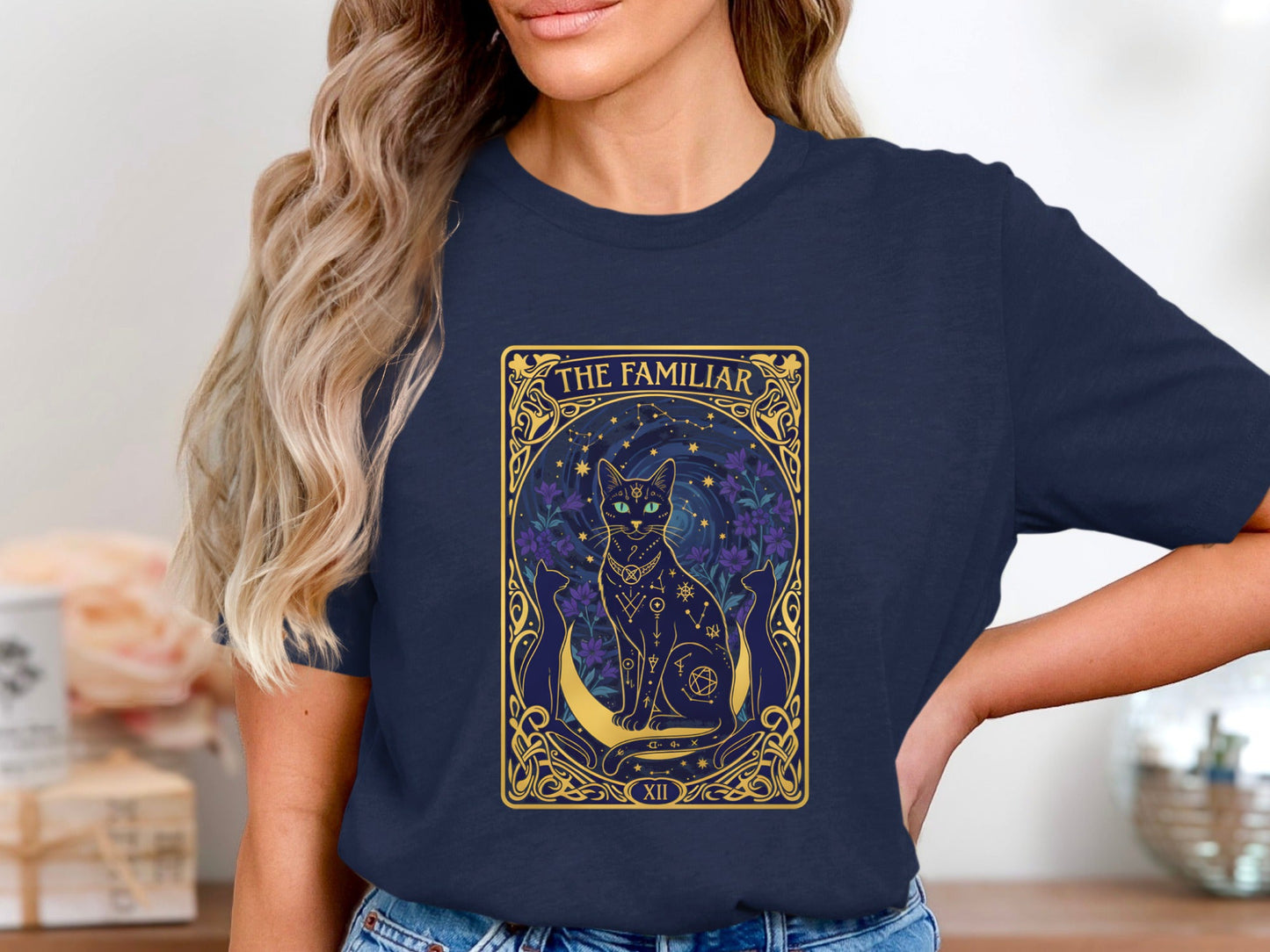 The Familiar Tarot Card Cat T-Shirt