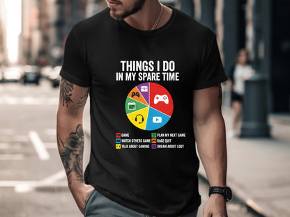 Things I Do In My Spare Time Gamer Pie Chart Tee