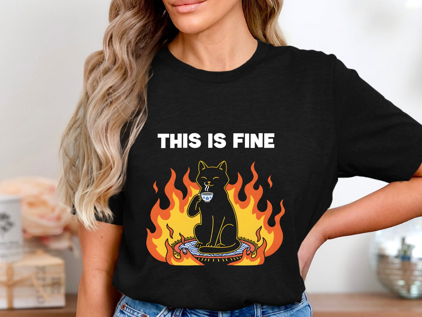 This Is Fine Cat Meme T-Shirt