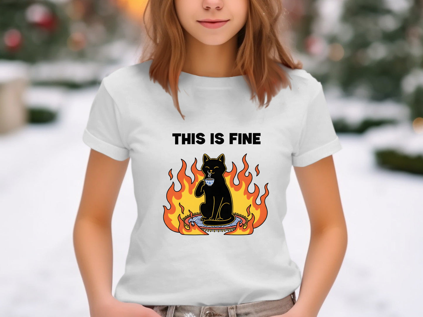 This Is Fine Cat Meme T-Shirt